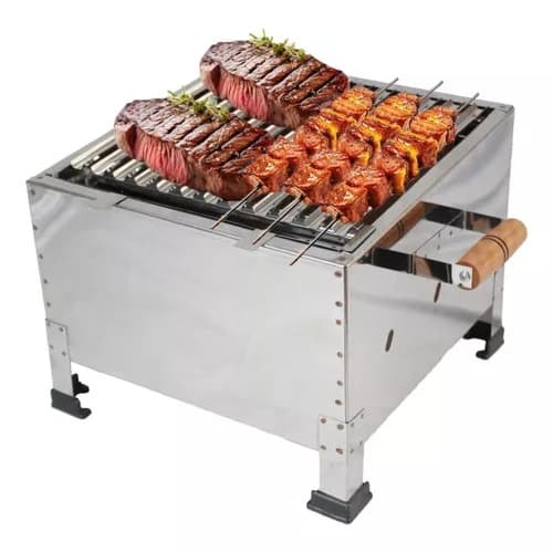 Churrasqueira Mini Parrilla Inox Com Tijolo Reflatario