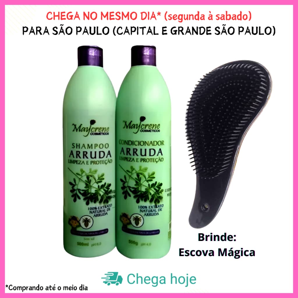 Shampoo e Condicionador Maycrene 2 x 500ml Escolha seu kit com escova magica