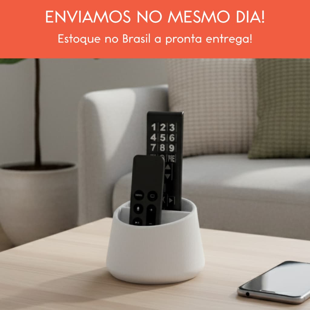 ✨ Organizador de Mesa para 2 Controles | Suporte Cilíndrico Minimalista Elegante | Decoração para Sala e Quarto
