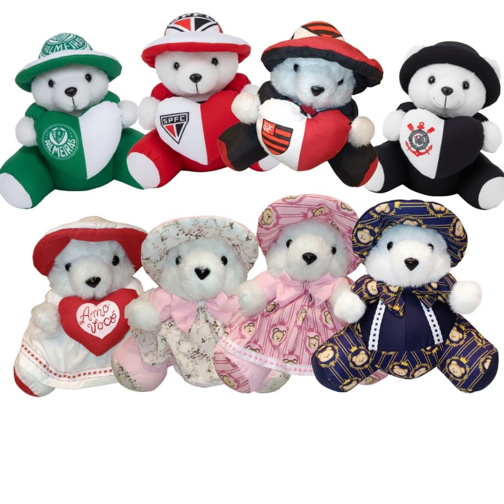 Urso de Pelúcia 35cm – Ursinhos Variados para Meninos e Meninas, Presente Infantil e Decoração