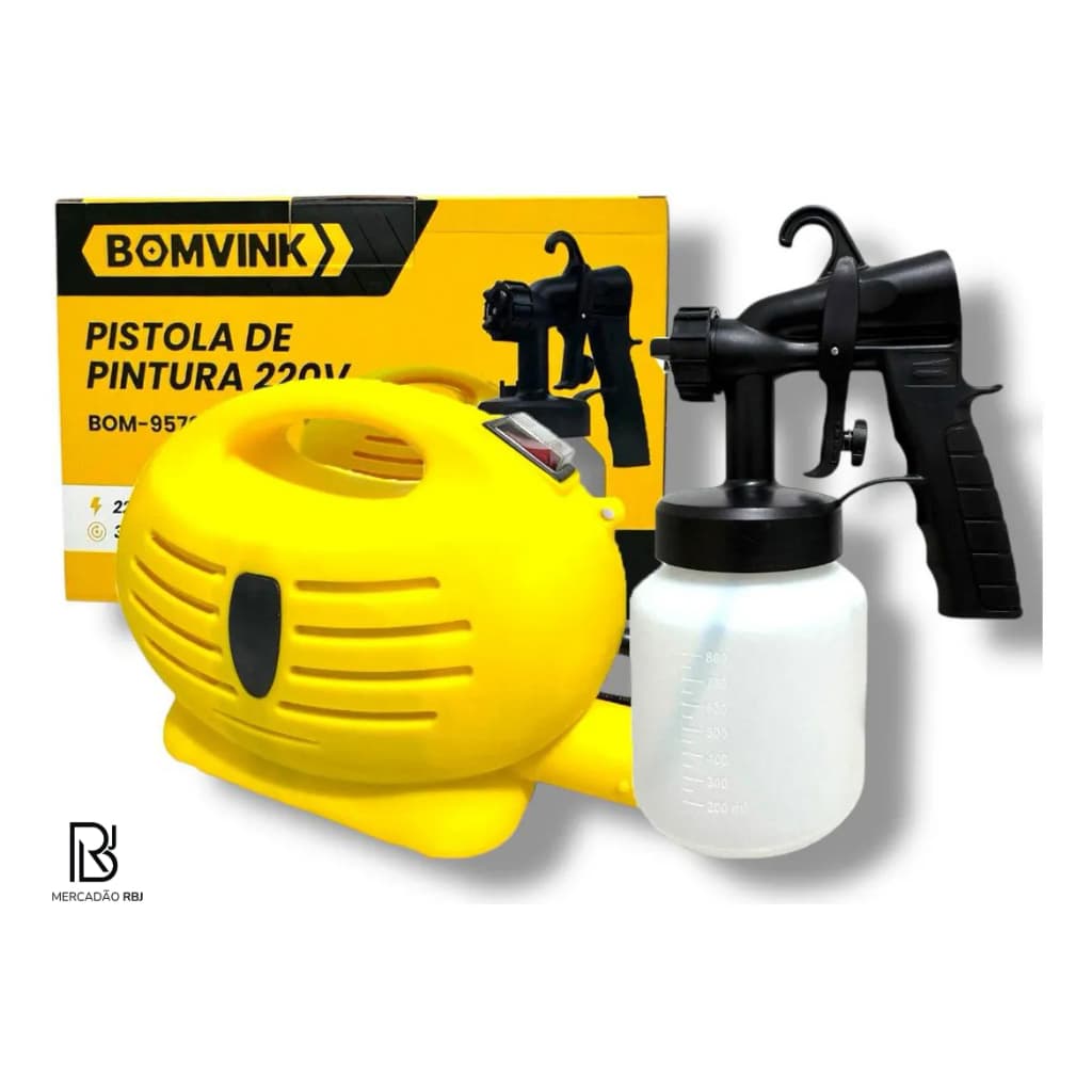 Pistola Pulverizadora de Tinta 110V com Compressor BomVink 650W Profissional para Casa Comércio Pintura