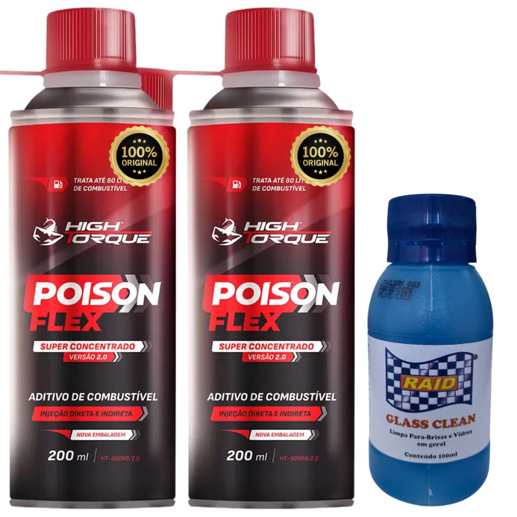 Aditivo De Combustível Poison High Torque Kit 2 Unidades C/ Brinde Clean Glass