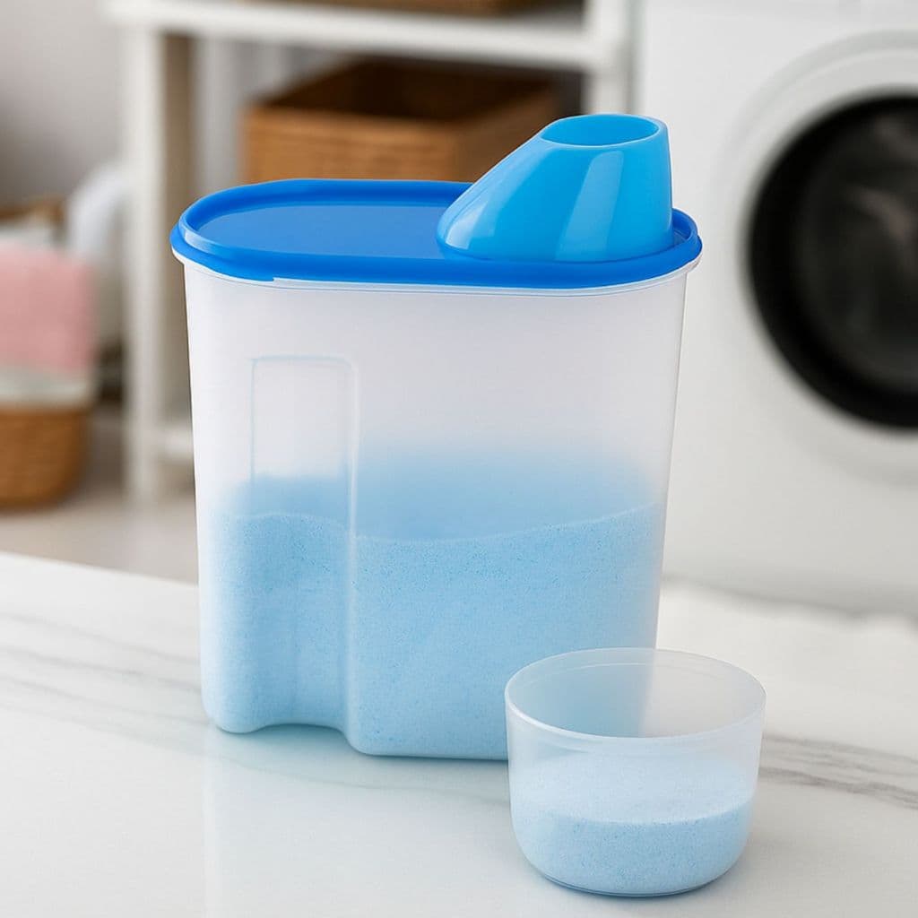 Porta Sabão Multiuso 1,7 Litros Transparente com Tampa Azul