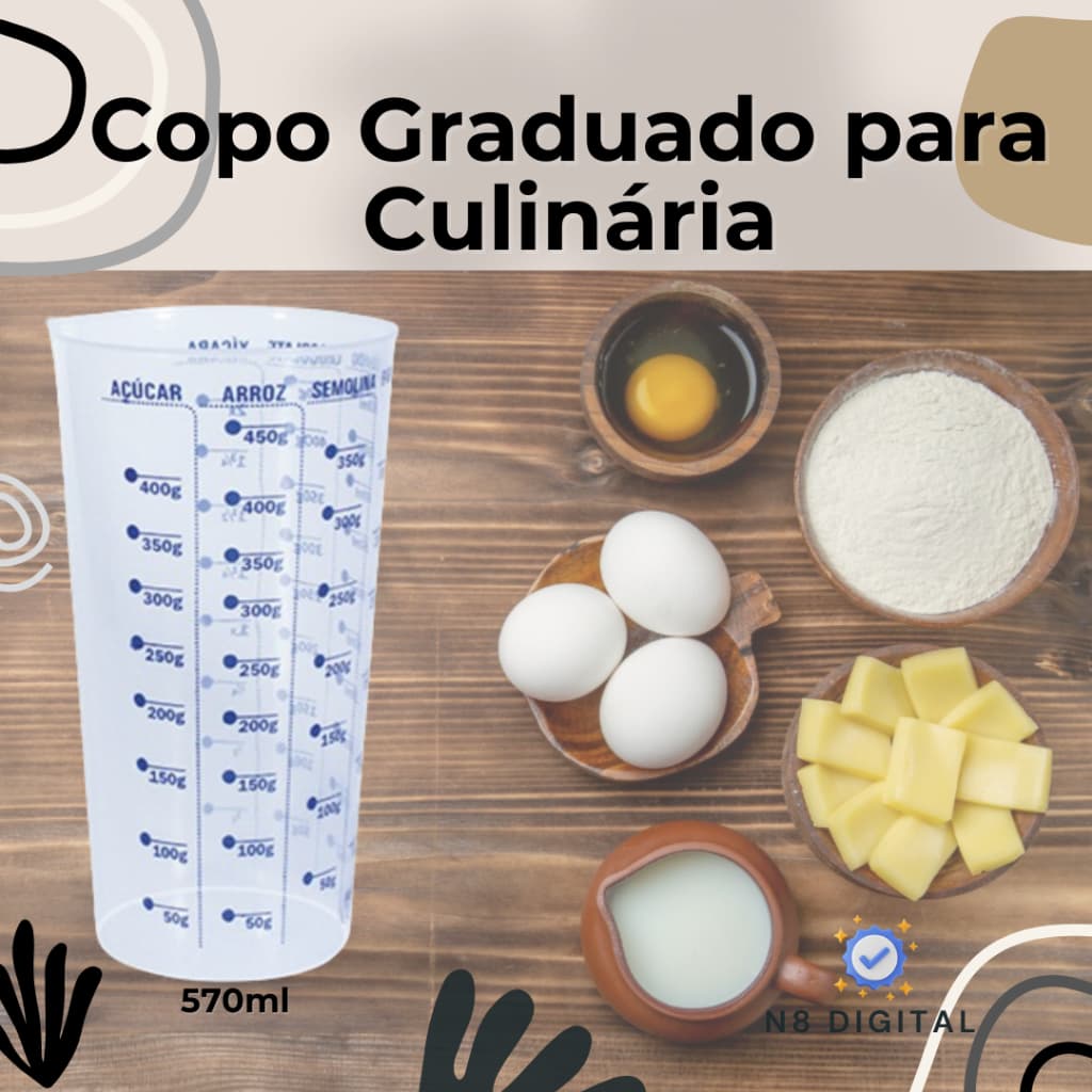 Dosador Graduado Transparente Copo Medidor Plástico 570ml Cozinha Confeitaria Medida Ingredientes