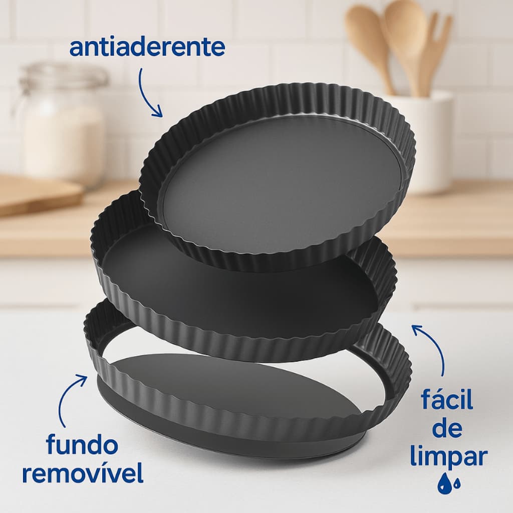 Jogo Formas de TORTA fundo Removível Antiaderente confeitaria