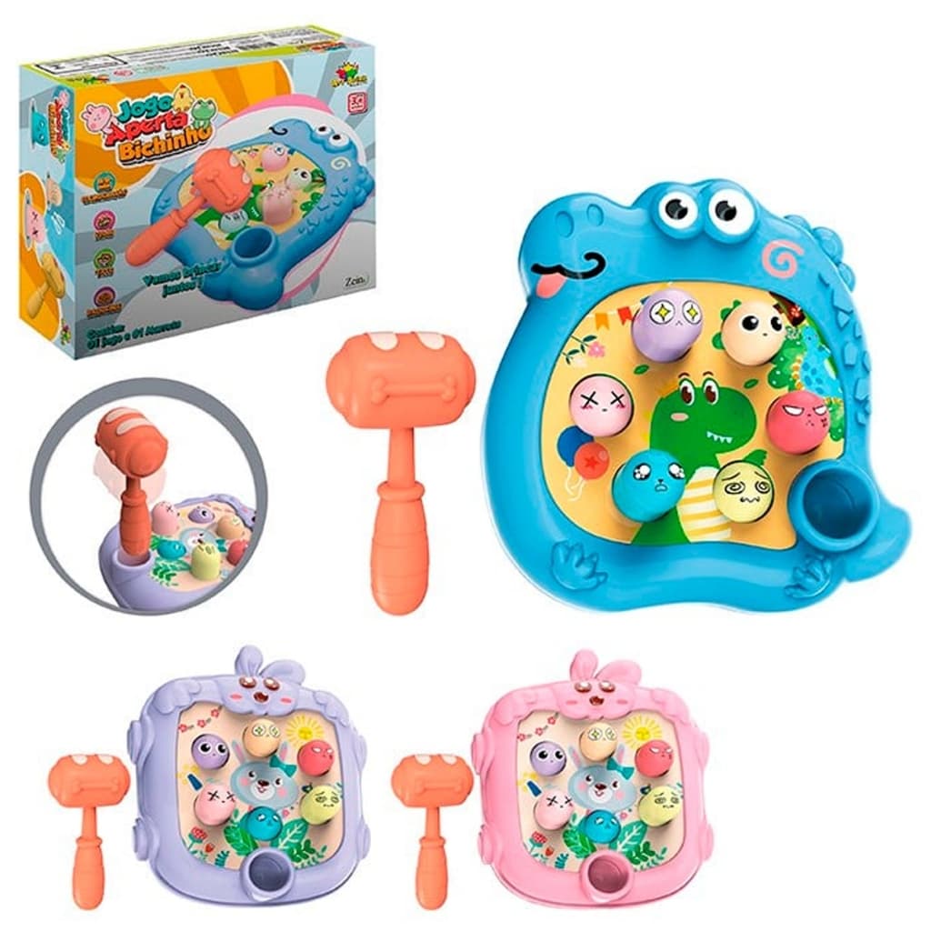 Brinquedo Infantil Bate Bate Com Martelo Jogo Aperta Bichinhos Com Selo INMETRO Não Precisa De Pilha