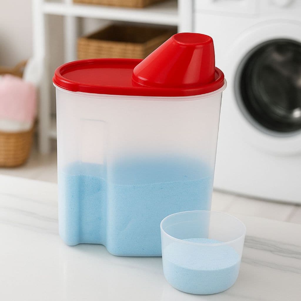 Porta Sabão Multiuso 1,7 Litros Transparente com Tampa Preta Vermelha