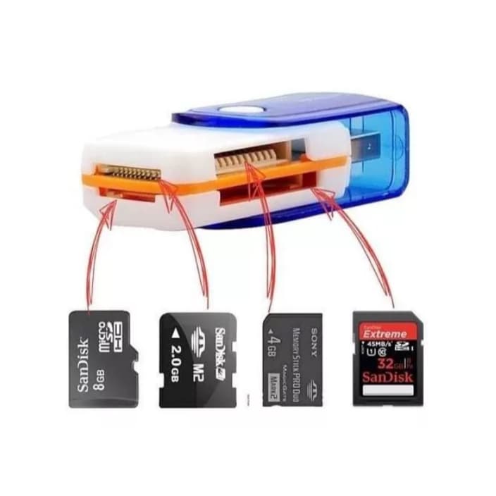 Adaptador De Cartão Memória 4 Em 1 Leitor e Gravador Sd Micro Sd