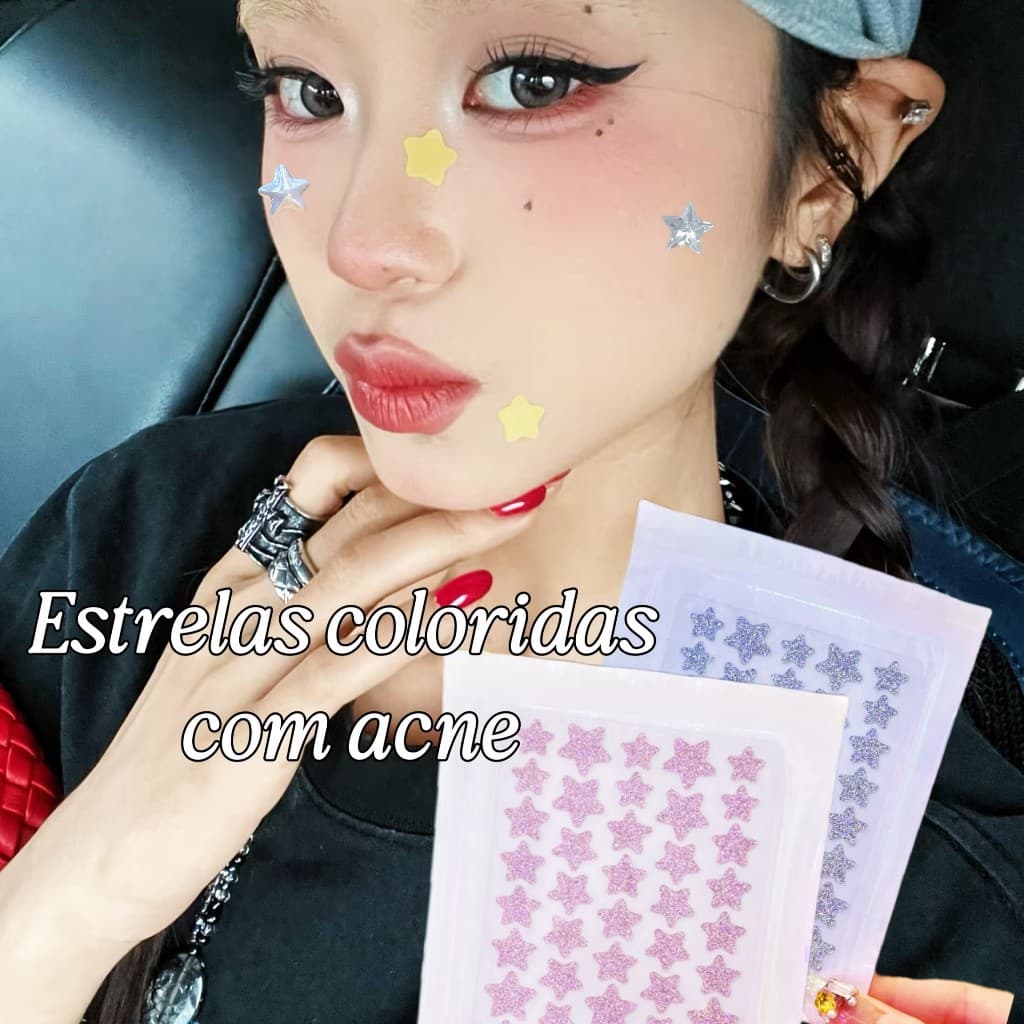 40 unidades de adesivos coloridos em forma de estrela para atenuar manchas de acne e cobrir manchas