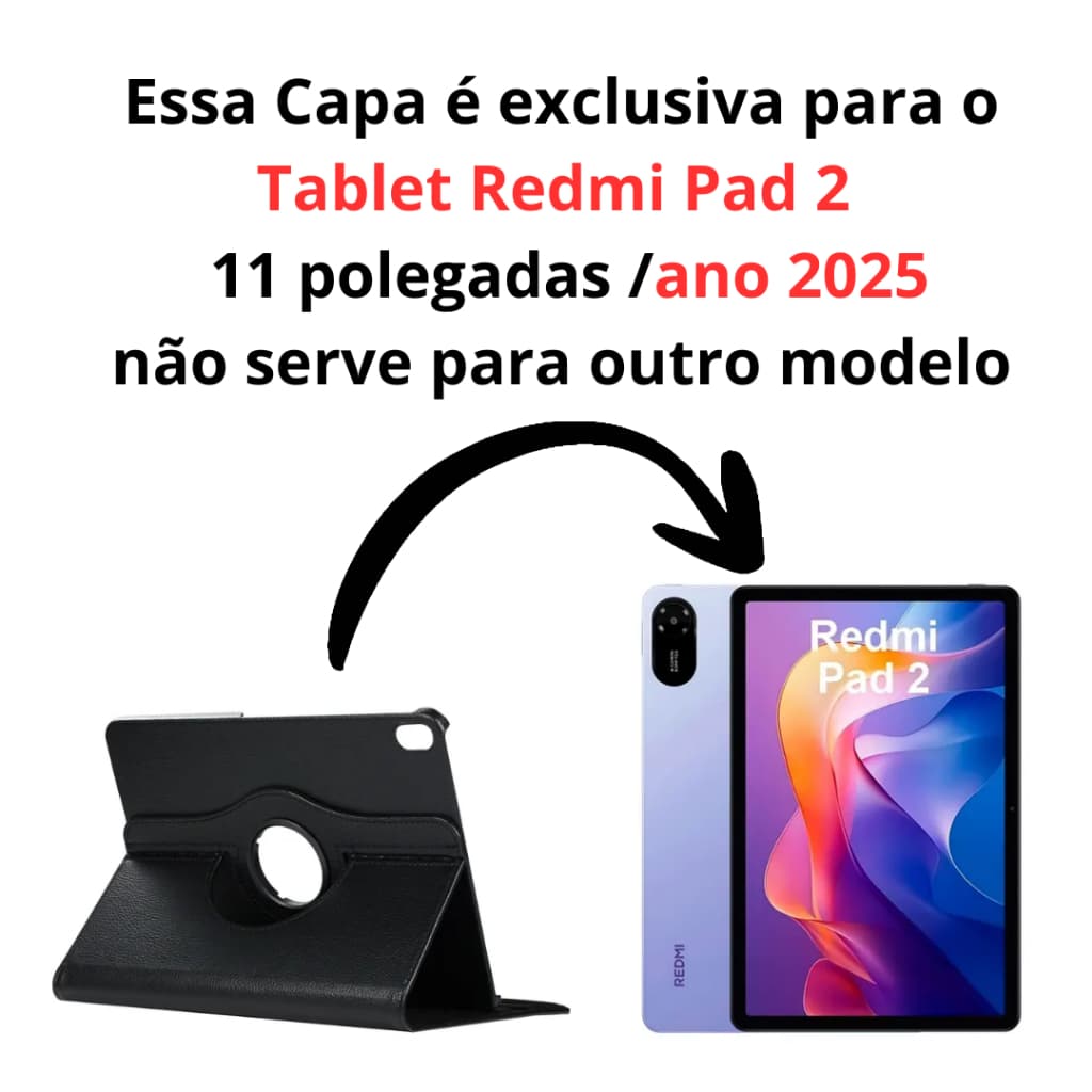 Capa  Giratória   para Redmi Pad 2 de 11 polegadas