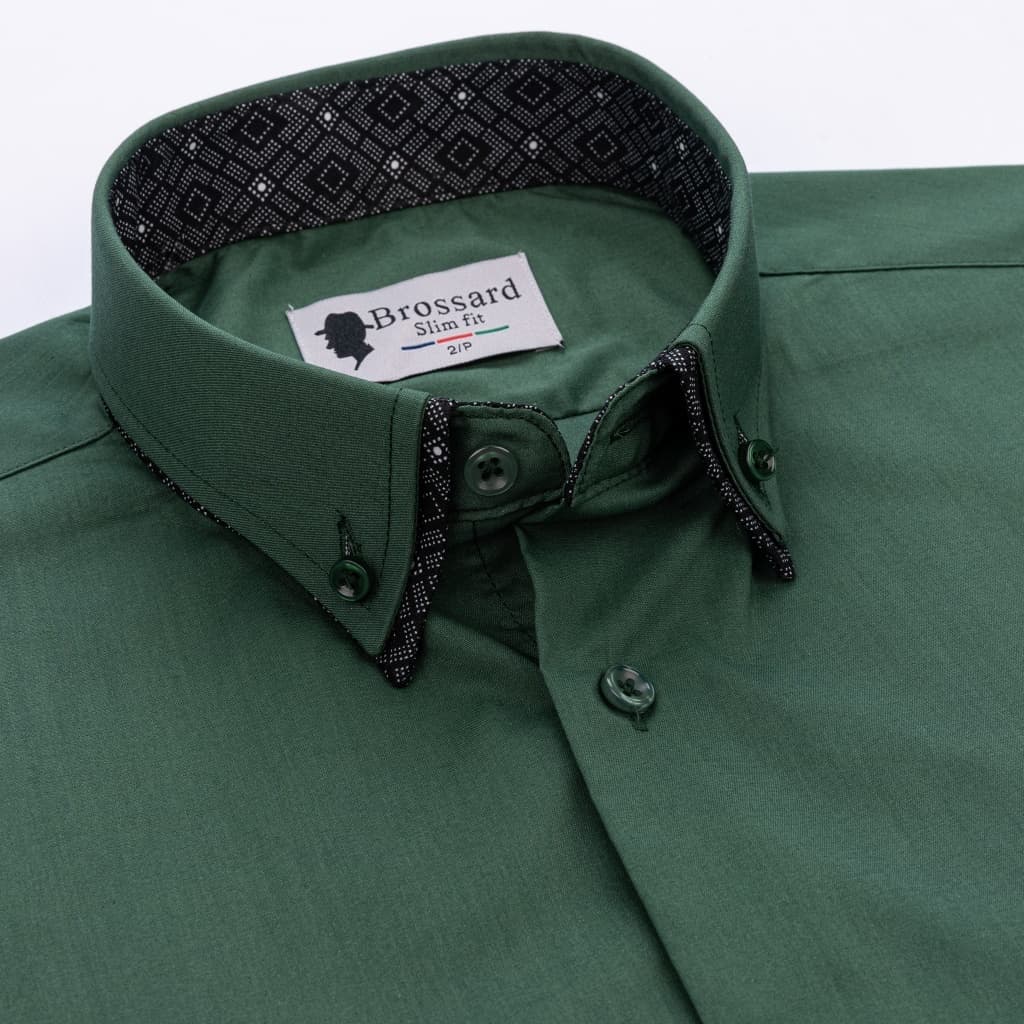 Camisa formal slim fit com tecido elástico antirrugas para namorado e eventos
