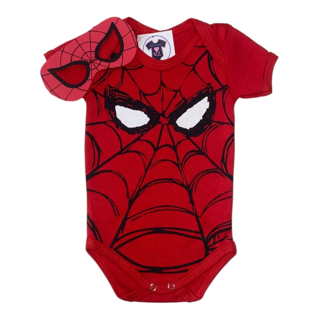 Body Bebe Menino Homem Aranha + Mascara - Temático Mesversário
