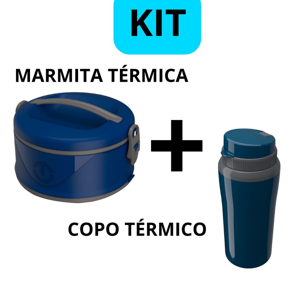 kit marmita térmica 1,5 litros mais copo térmico 650ml