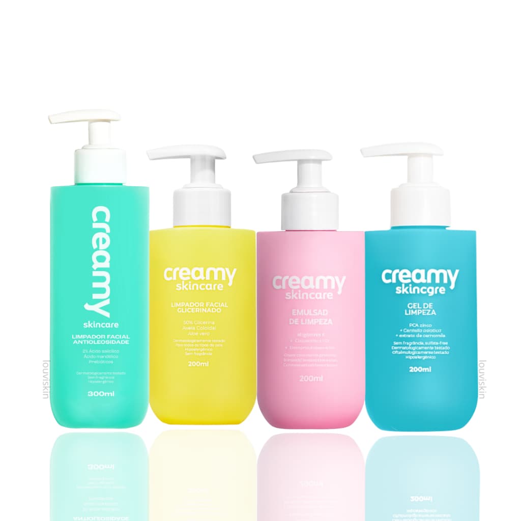 Creamy Skincare Limpador Facial Gel de Limpeza, Emulsão, Glicerinado, Antioleosidade, Pele Oleosa