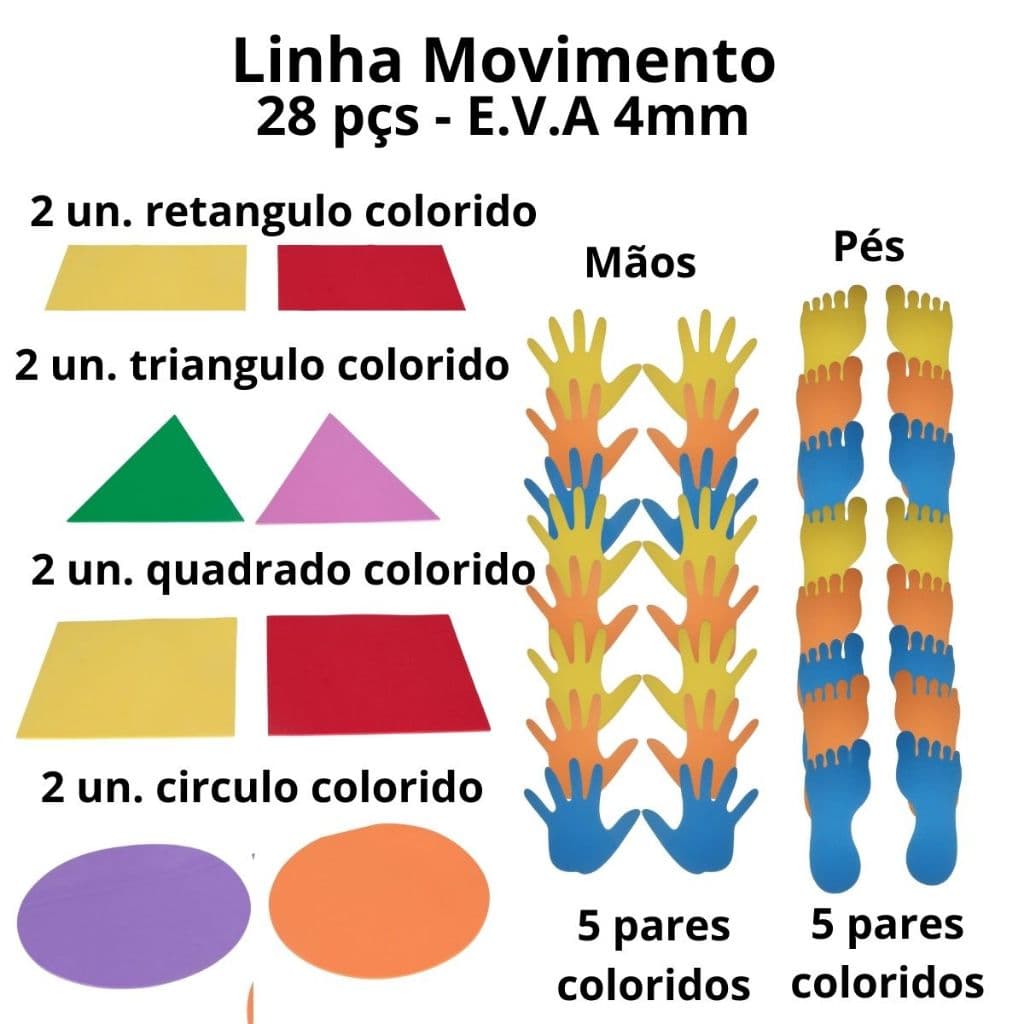 LINHA MOVIMENTO 28PÇ PSICOMOTRICIDADE PEDAOGICO MENINO MENINA EDUCAÇÃO FISICA