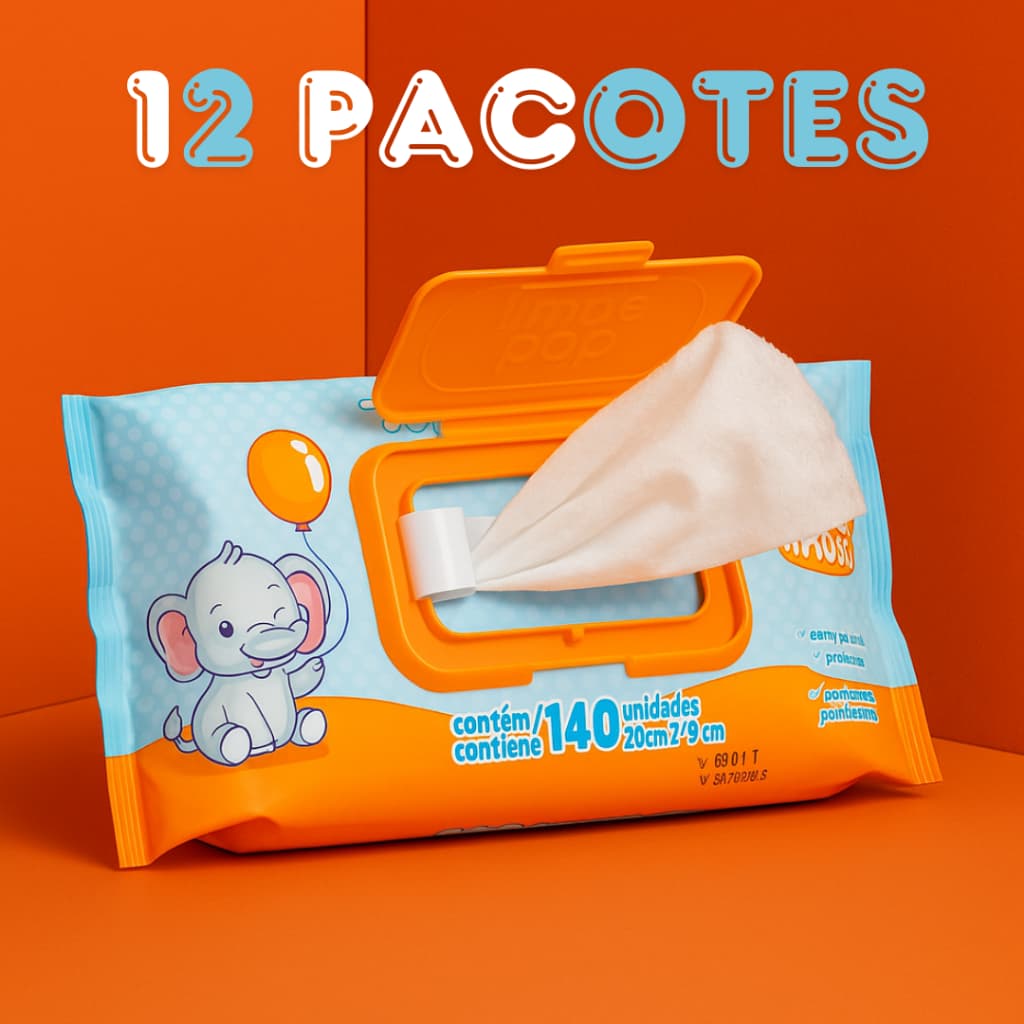 Toalhas Umedecidas Sem Álcool Pacotes - Baby Club Neném Menina Menino