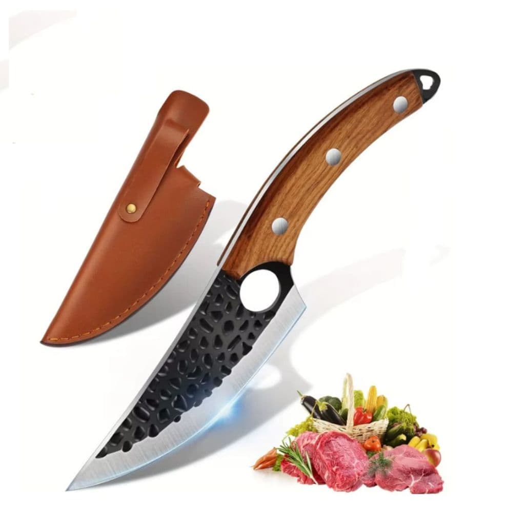 Faca Cutelo Artesanal para Churrasco, Lâmina em Aço Inox Premium, Cabo em Madeira
