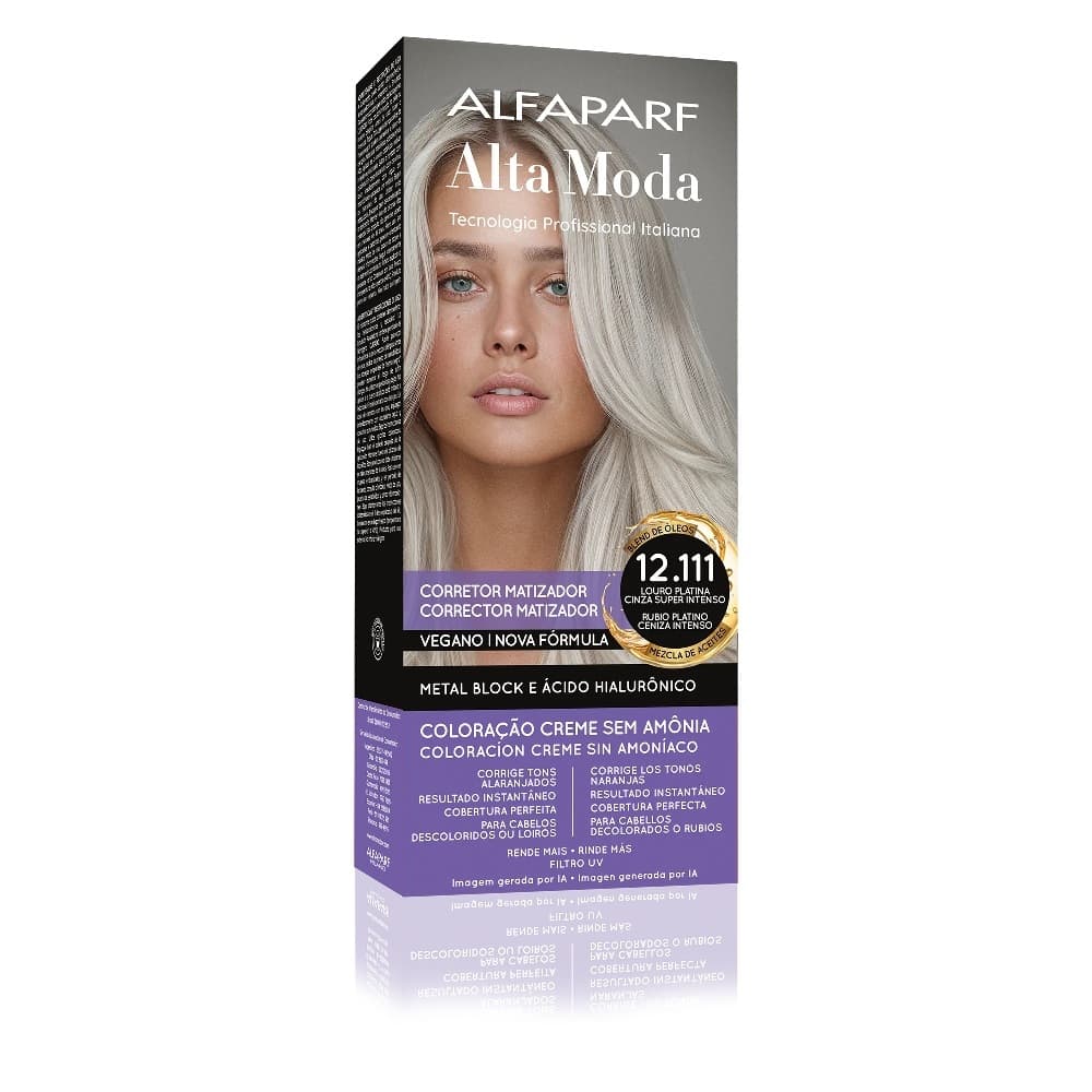 Alta Moda Corretor Matizador Creme 12.111 Louro Platina Cinza Super Intenso