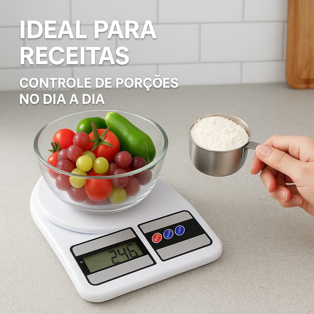 Balança Digital de Cozinha 10kg  Alta Precisão, LCD, Portátil,  Ideal para Receitas  e Dietas