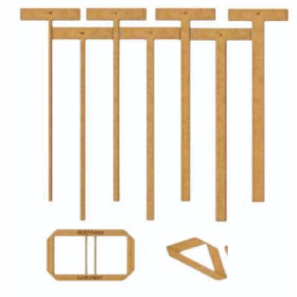 kit Gabarito e Caneta de Corte Encadernação Cartonagem Post It Esquadro Wire-O Mdf 21 PEÇAS