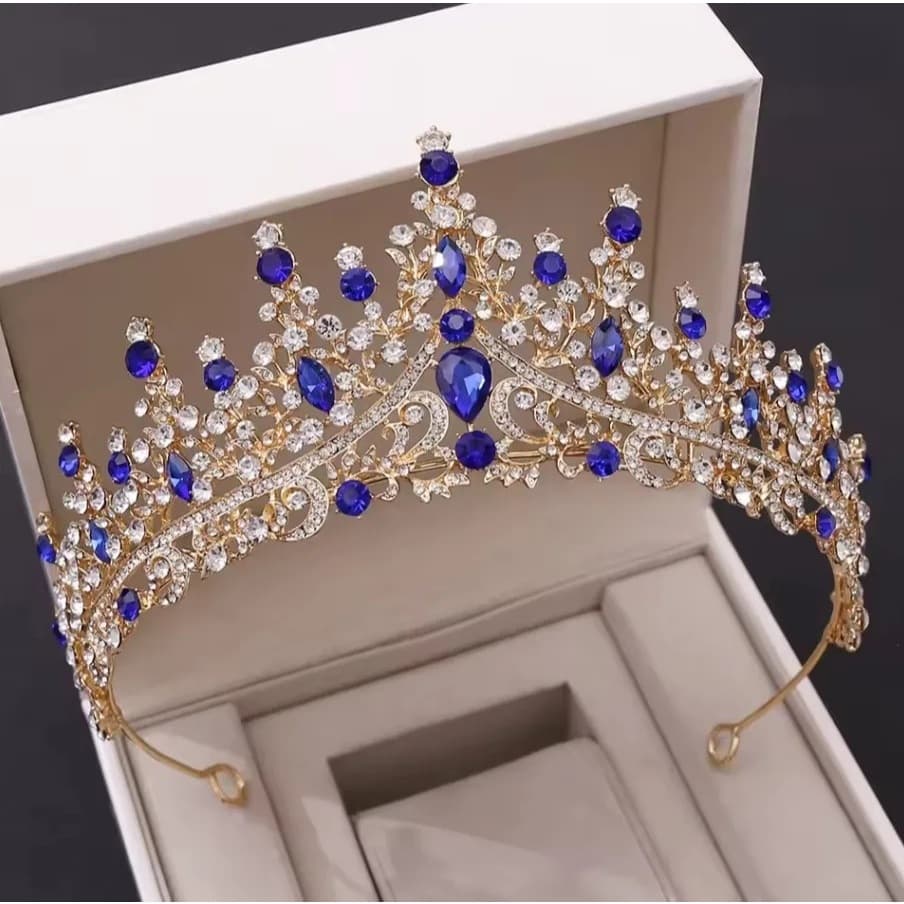 Coroa Tiara Noiva Casamento Debutante Pedra Azul Princesa Festa 15 anos