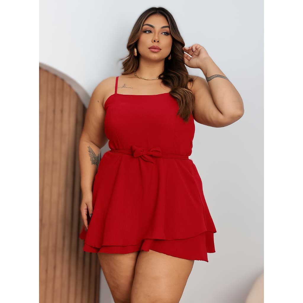 Macaquinho Plus Size Feminino Godê com Bojo Tecido Premium não Amassa 48 ao 54 festa balada rodeio