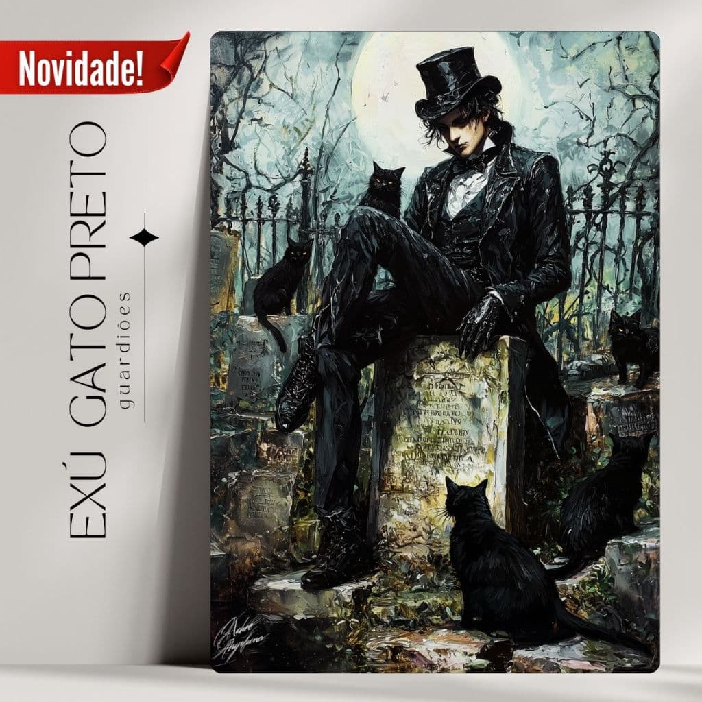 Quadro Decorativo Exú Gato Preto - Já com Fita Adesiva - Envio Imediato.