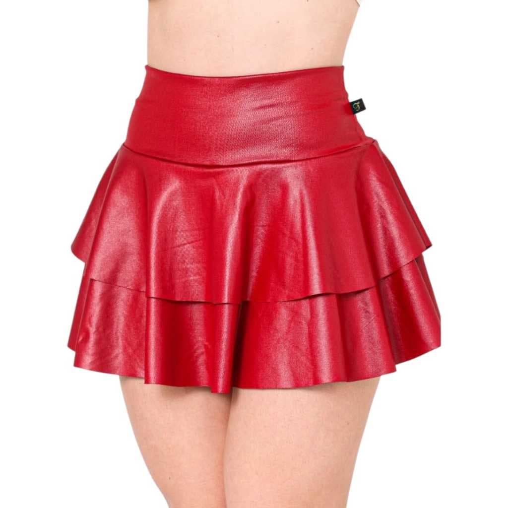 Kit 2 Short Saia Em Cirre Dupla Camada Babado Cintura Alta  Festa/Balada