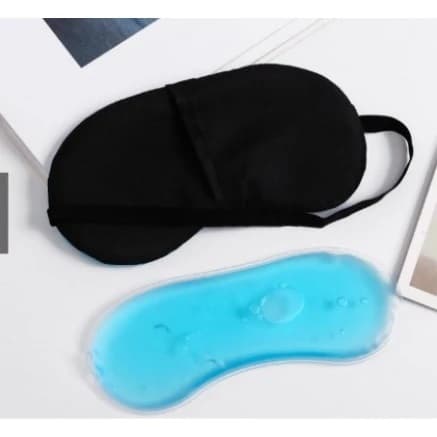 Máscara para os olhos toda preta para descanso e sono com bolsa de gel refrescante e máscara para os olhos (Tudo preto)