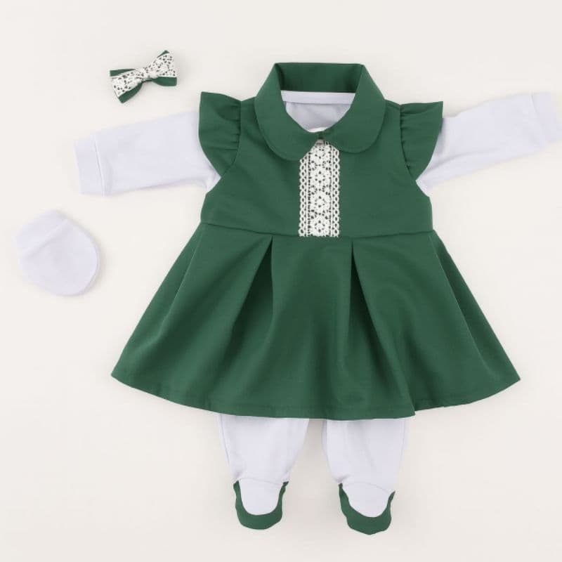 Saída Maternidade Feminina 5 Peças Luxo Menina Antonela Verde Menta Enxoval Completo