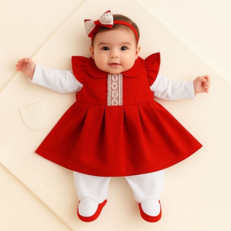 Saída Maternidade Feminina 5 Peças Antonela Vermelha Luxo Kit Maternidade Completo Rescem Nascido