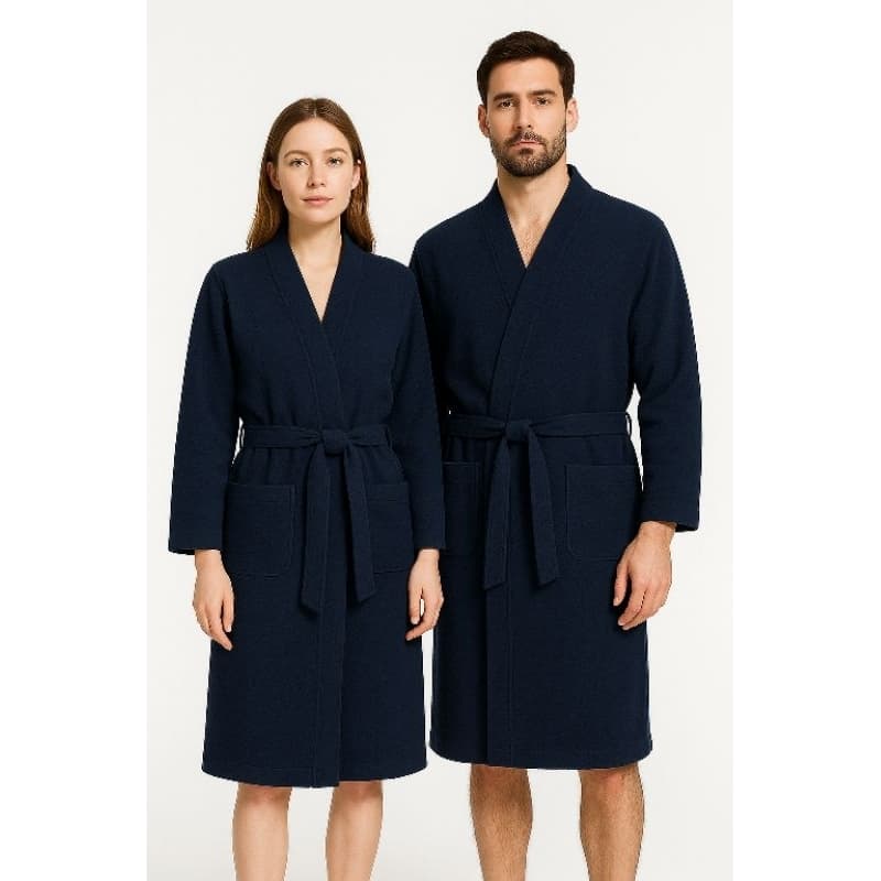 Roupão de Banho Adulto Atoalhado Felpudo Luxuoso Azul Marinho 100% Poliéster