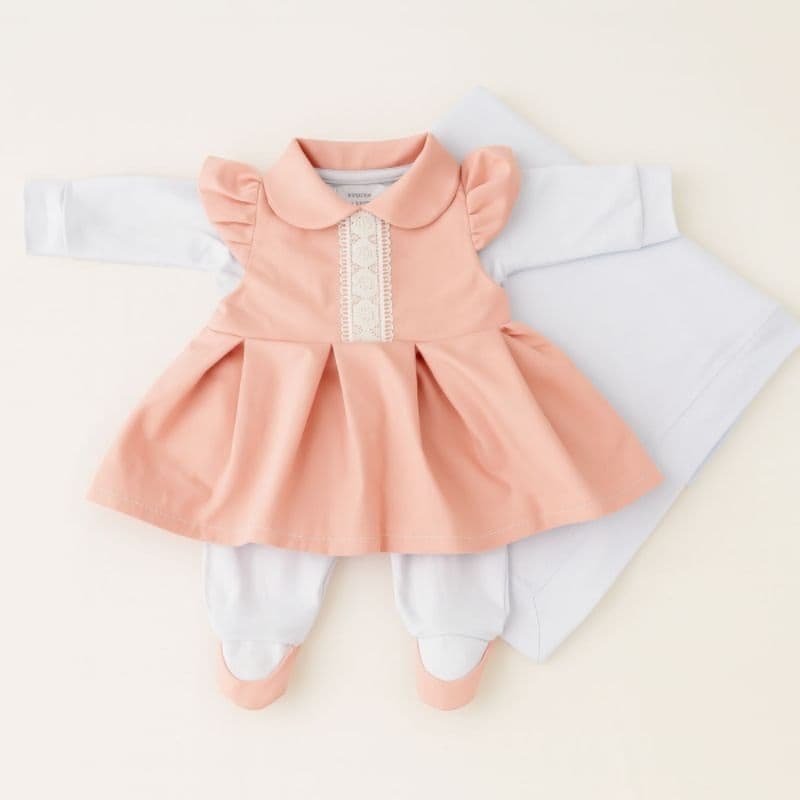Saída Maternidade 5 Peças Luxo Menina Antonela Rosê Kit Maternidade Completo Para Rescem Nascido