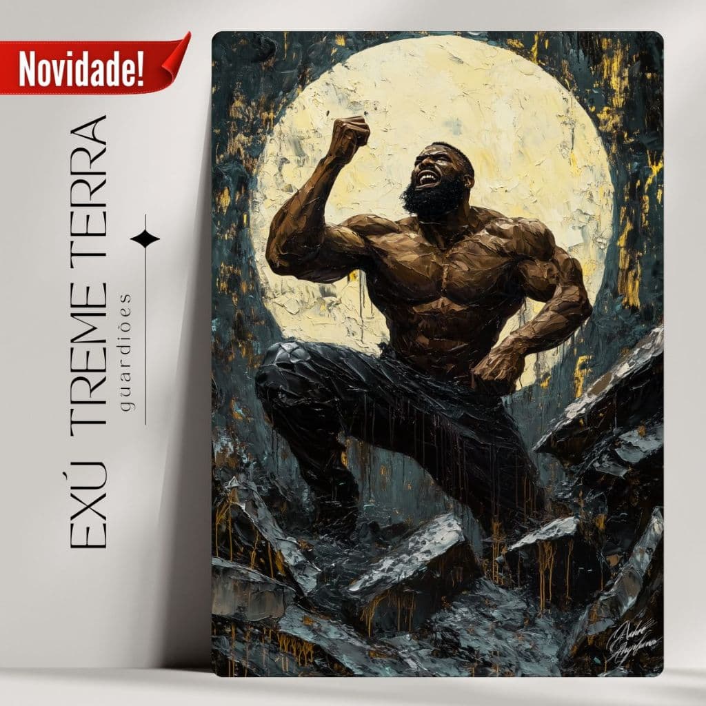 Quadro Decorativo Exú Treme Terra - Já com Fita Adesiva - Envio Imediato.