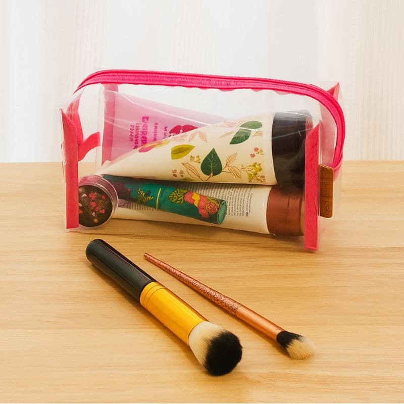 Estojo Nécessaire organizador baú/box transparente 19x10x10cm /maquiagem/estojo escolar/lápis caneta/viagem de