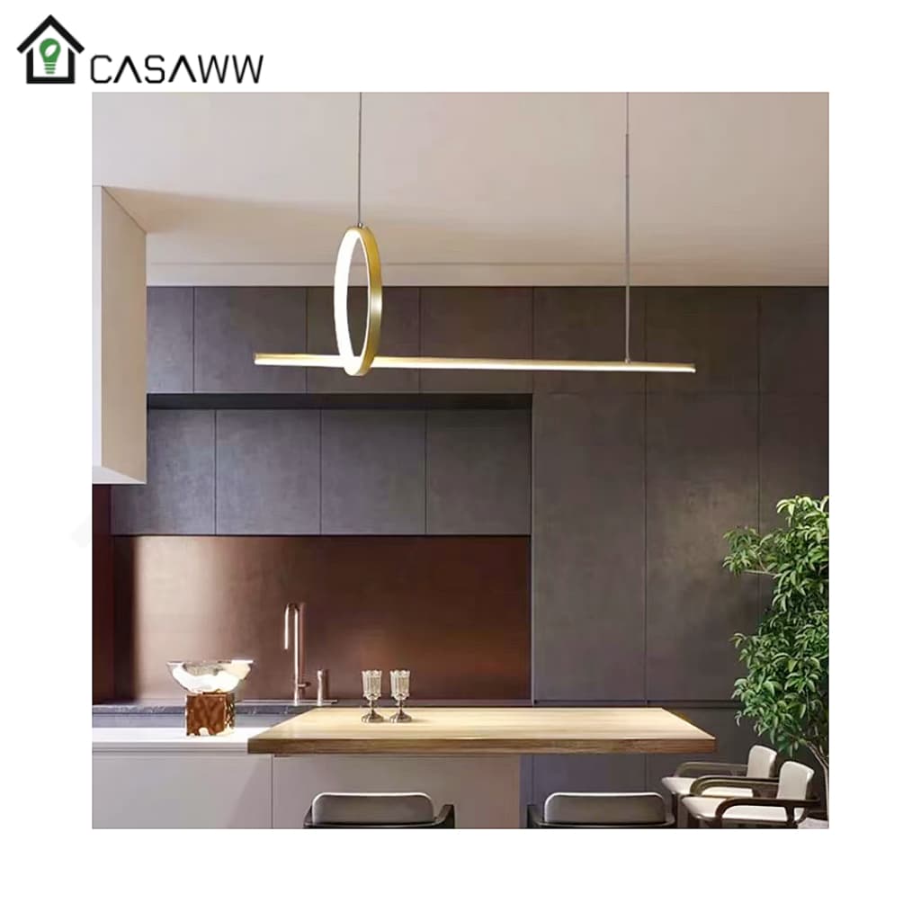 Pendente Luminaria Escritório Led Linear 3200k Retangular Dourado/Preto Bivolt 110cm BQ Lustre Mesa