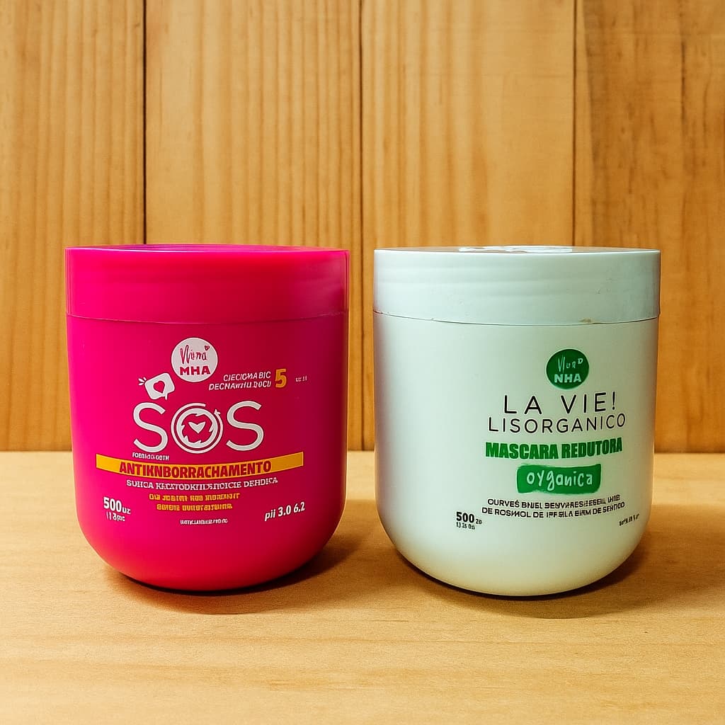 KIT 2 MÁSCARAS CAPILAR - 01 SOS ANTIEMBORRACHAMENTO E 01 MÁSCARA REDUTORA LISORGÂNCO LA VIE!0% FORMIL-NOVINHA COSMÉTICOS