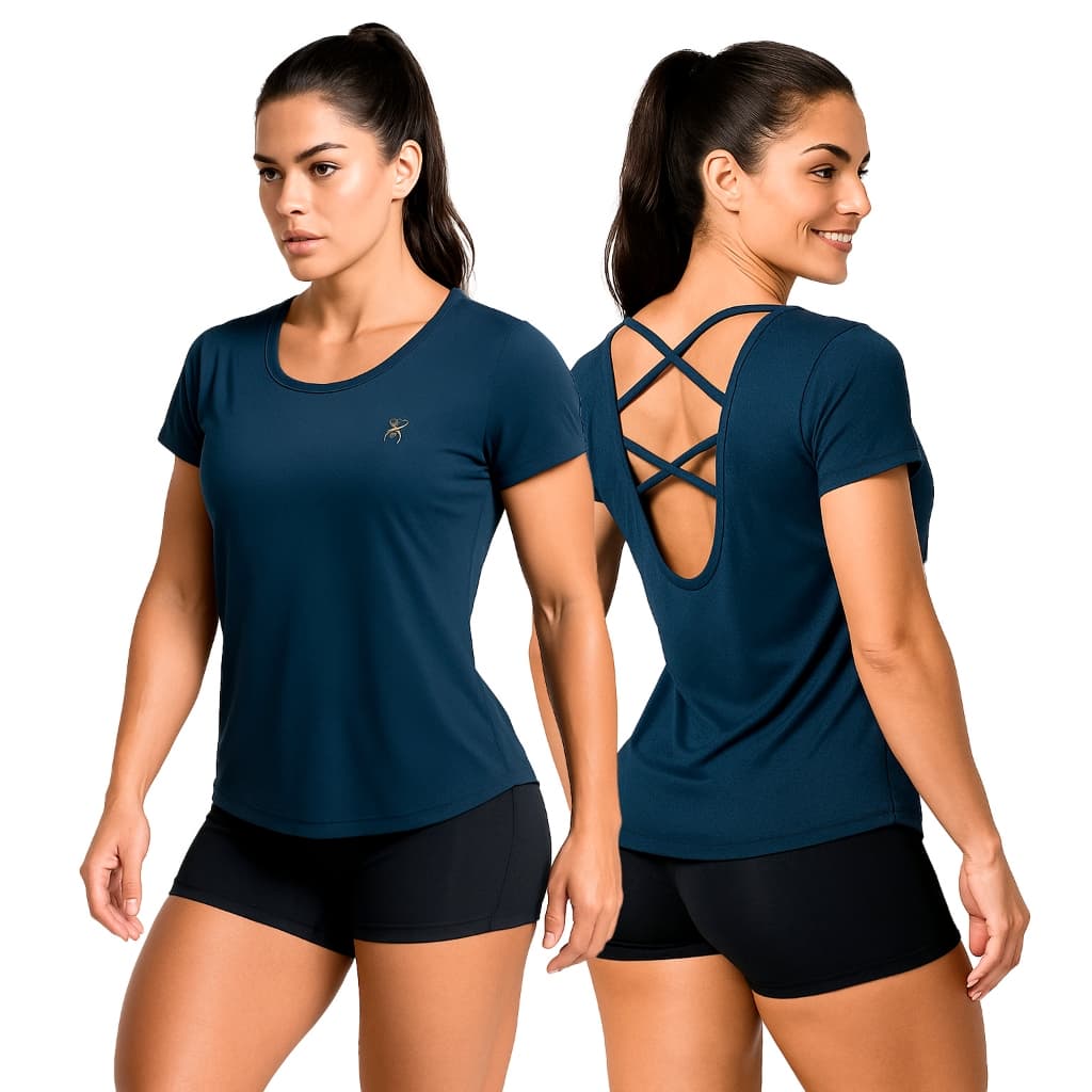Blusão Fitness Feminino Manga Curta Tela Poliamida Ventilado Treino Leve