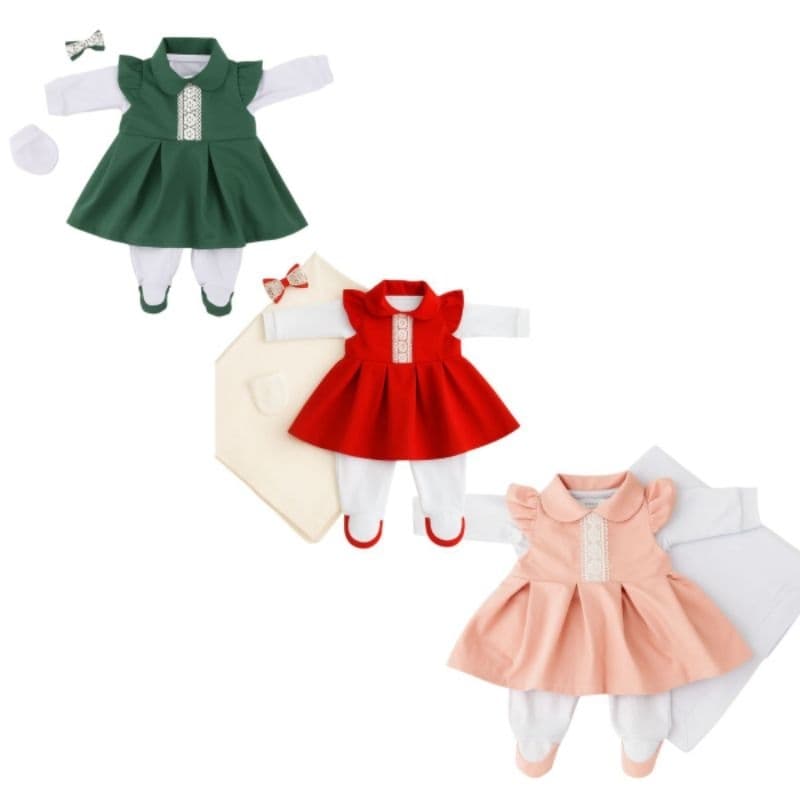 kit Saída Maternidade Feminina 5 Peças Menina Antonela Luxo- Kit Maternidade Diversas Cores