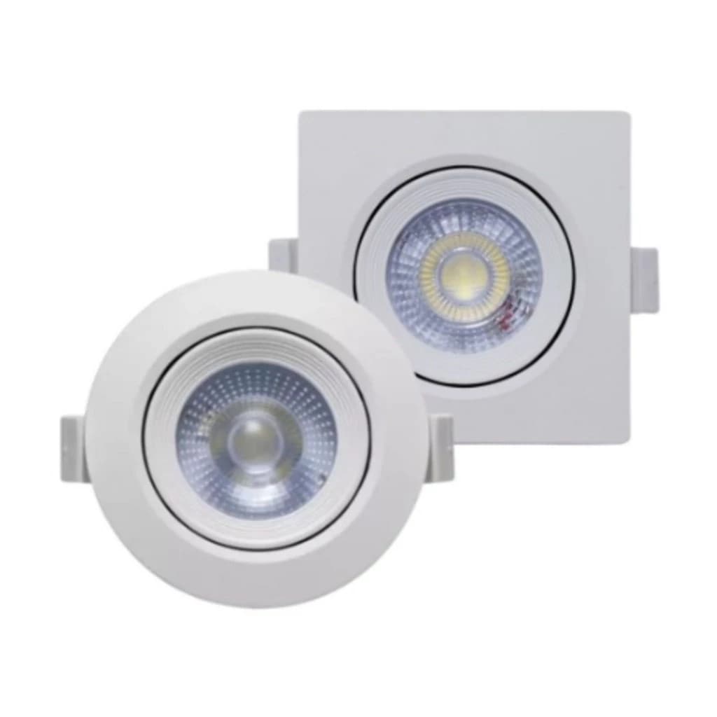 kit 10 kit 5 Spot Led 5w/7w/ Dicroica Direcionavel Redondo Quadrado  Luz Branco Frio Branco qute
