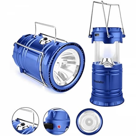 Lampião Lanterna com Alça LED Camping Portátil Usb Recarregável Energia Solar MB-5800