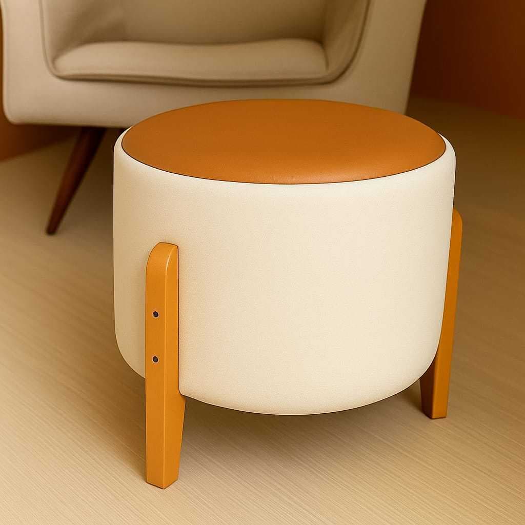 Puff Decorativo Boucle Banqueta Estofada Pequena Moderna para Sala Quarto