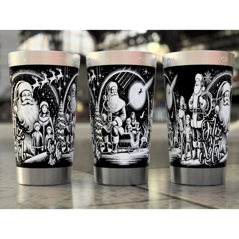 Copo Personalizado A Laser Papai Noel Com Tampa e Abridor