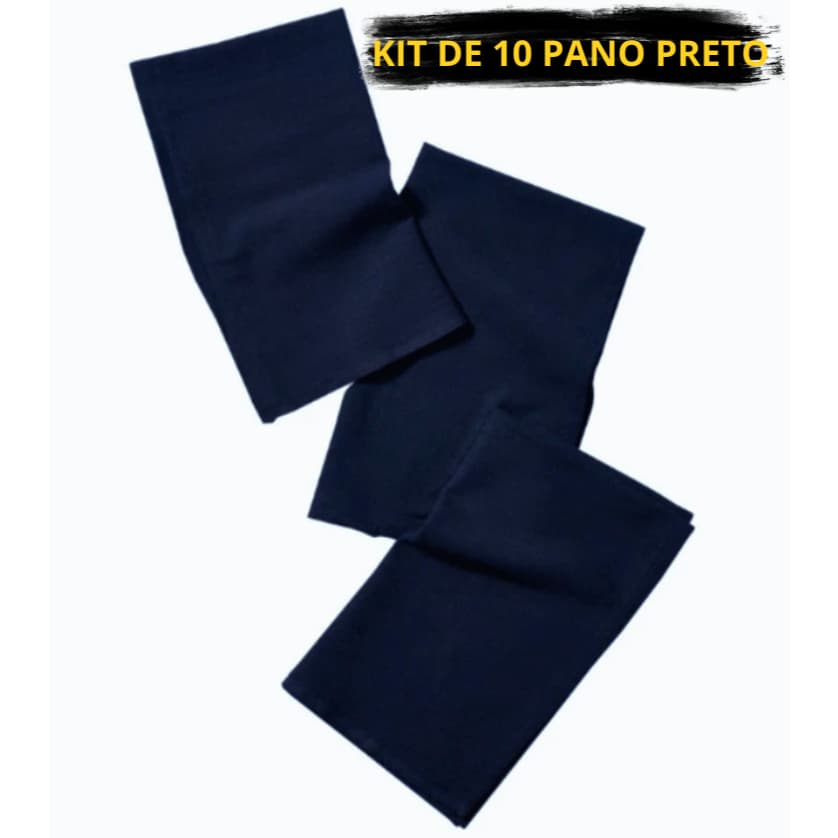 Kit Com 10 Pano De Prato Melhor Preço Pé De Galinha - 100% Algodão Cor Preto Atacado Promoção