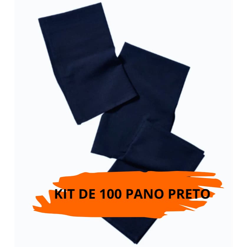 Kit com 100 Peças Pano Original De Prato Bainha Preto Atacado Pano De Algodão 100% Natural Limpeza