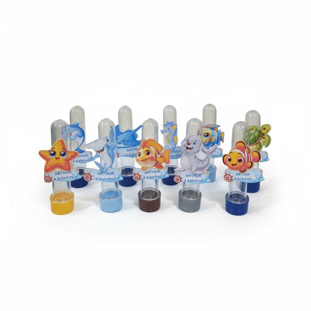 Kit 30 Tubete Personalizado Fundo do Mar - 30 Apliques + Tubete