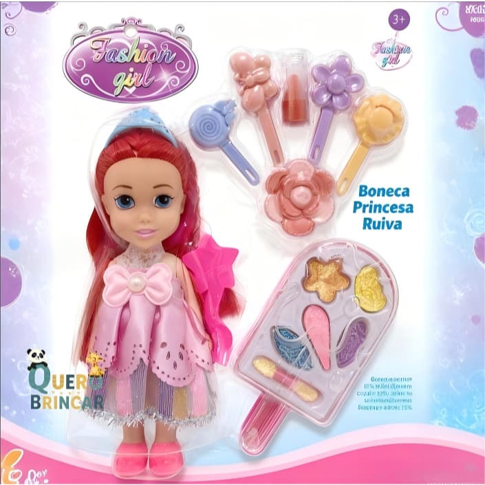 Kit Maquiagem Infantil com Boneca 🎁 Batom e Penteadeira | Presente Dia das Crianças