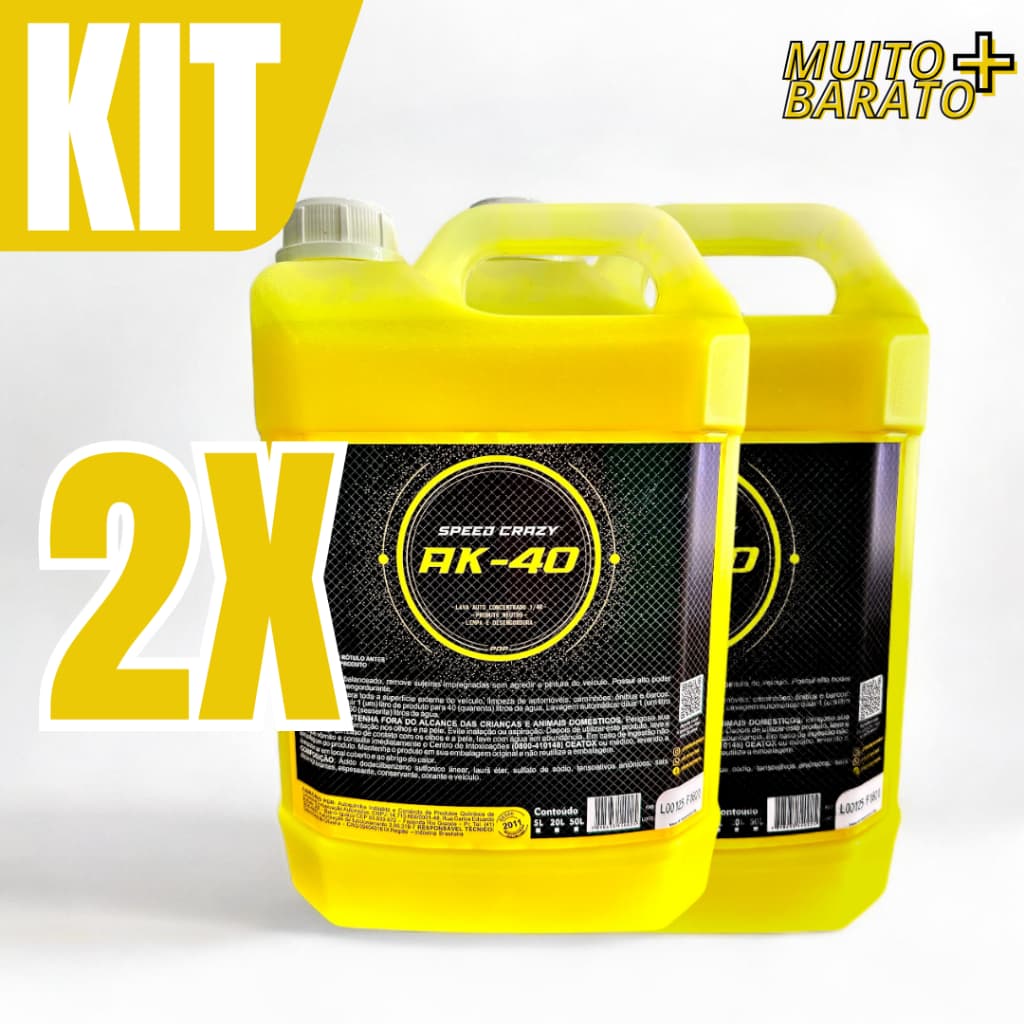Kit 2 unidades Shampoo Automotivo AK-40 Concentrado 5 Litros Super Limpeza e Brilho Speed Crazy