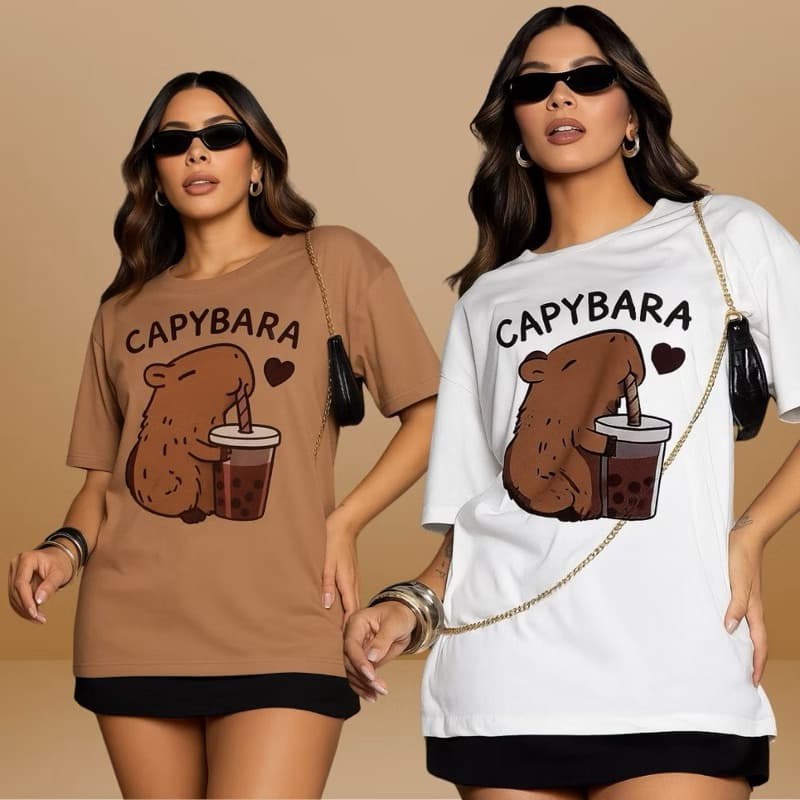Camiseta T shirt Capivara Streetwear Camisetão 100% algodão estampa capybara linha premium Gym Academia