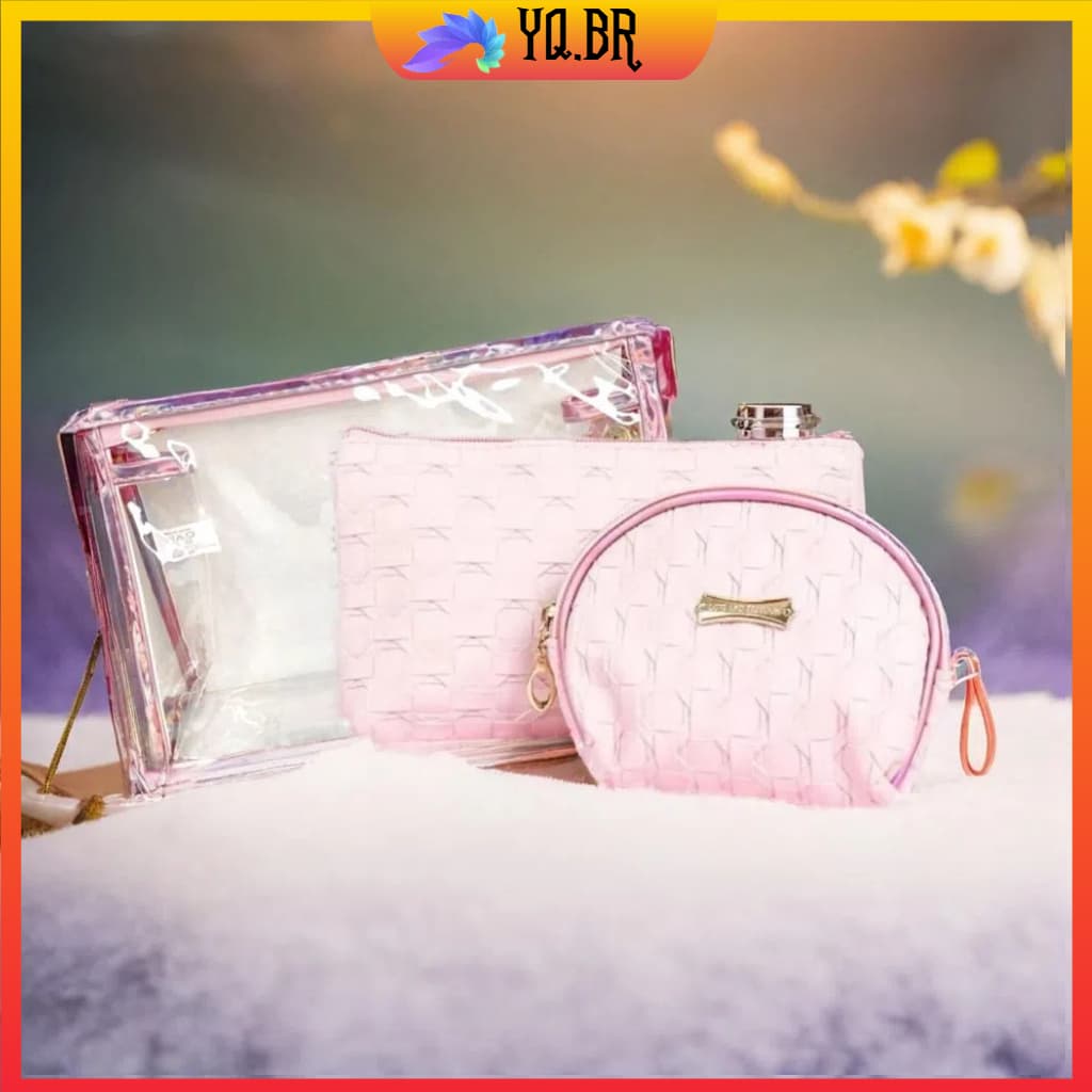 Liquidação! Kit 3 Bolsas Necessaire Feminina | Para Maquiagem e Acessórios | Organizador Prático